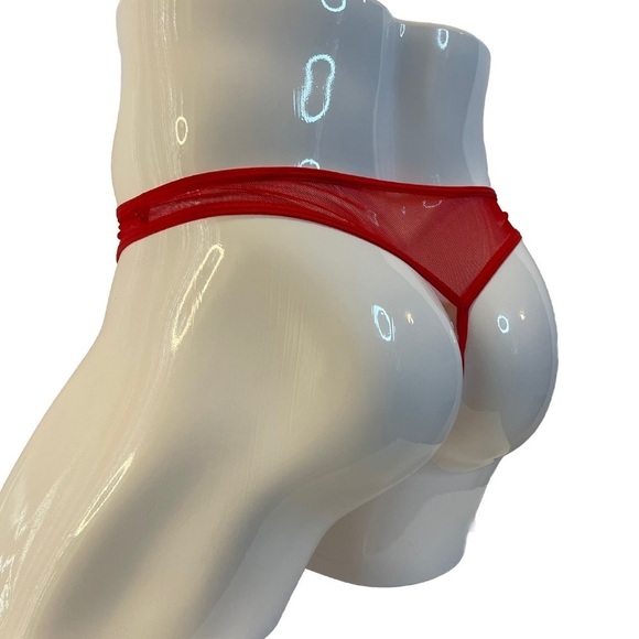 Mens Thong G-String Underwear Mesh Sheer See Through Red Medium NWT - Picture 7 of 12